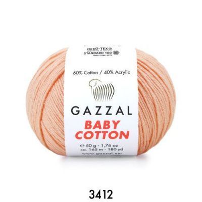 GAZZAL  BABY COTTON   3412  - 60% Хлопок, 40% Акрил 50 г/165 м